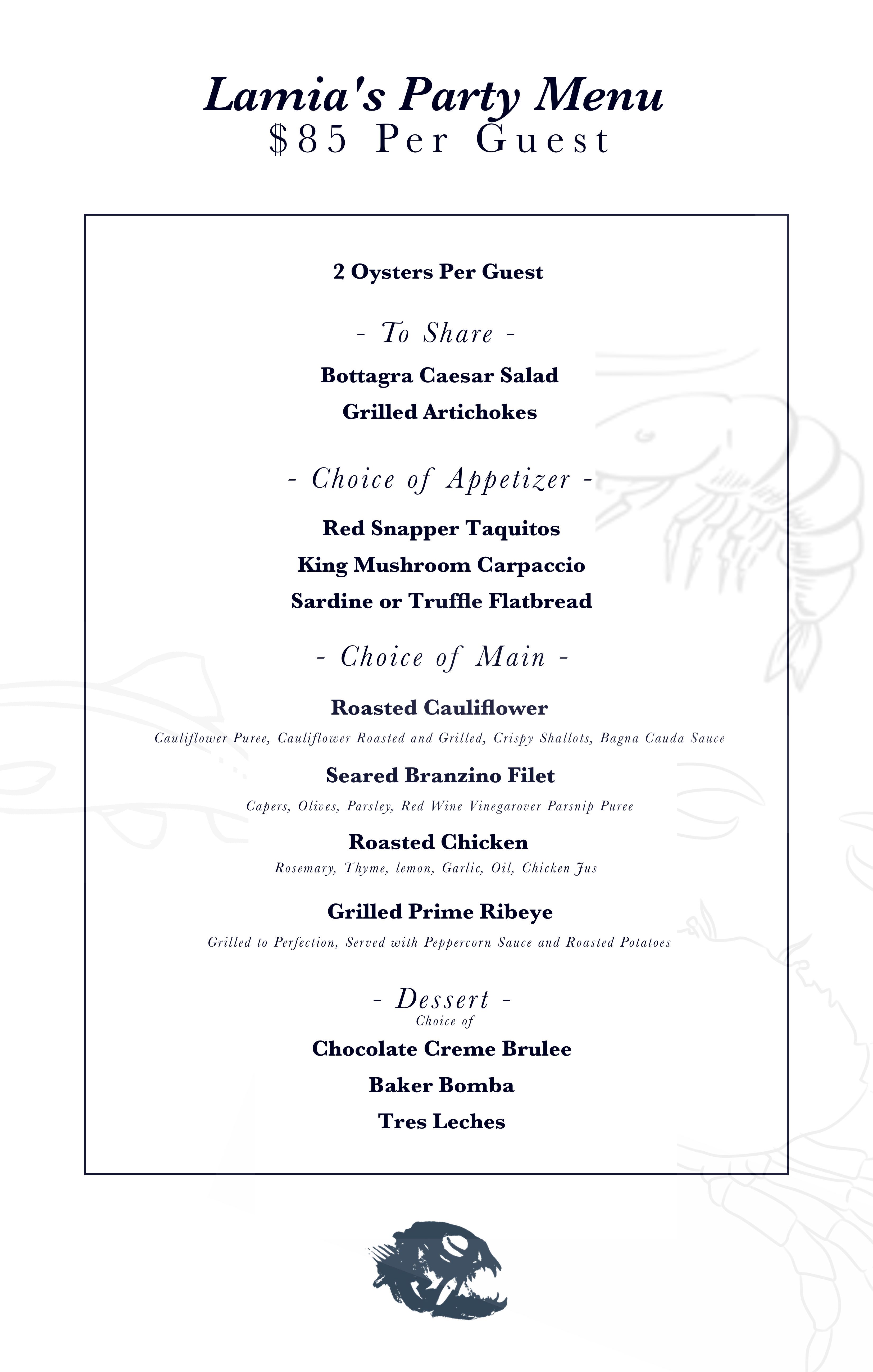 MENU (PRIX FIX) Lamia Fish Market